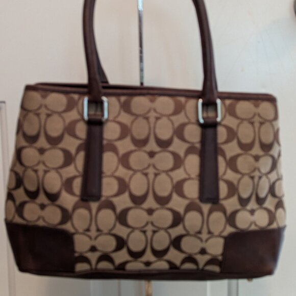 COACH F1J-6089 Jacquard Signature "C" satchel purse handbag - Picture 3 of 11